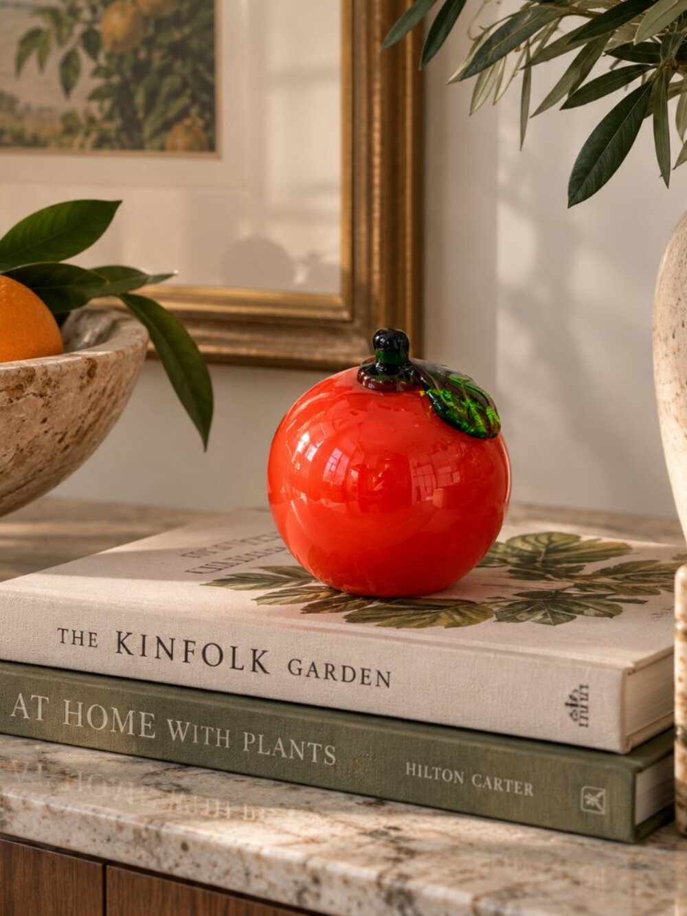 Vintage MCM Hand Blown Glass Orange Fruit‎